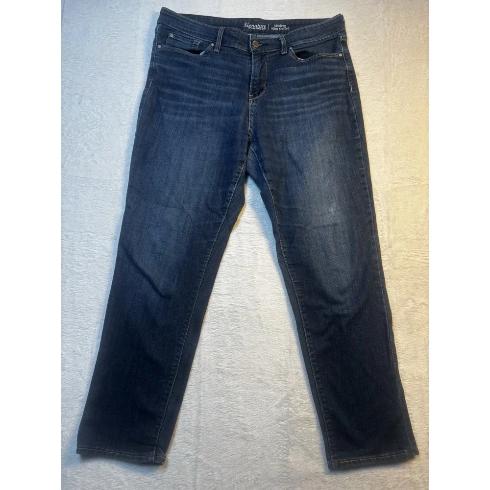 Levi's Signature Jeans Women's Modern Slim Cuffed Jeans Blue 34" (14/16) - Picture 5 of 9